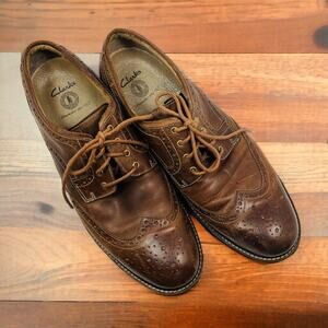 Clarks Oxford Wingtip Shoes Mens 13M Brown Leather Dress Shoes 66119